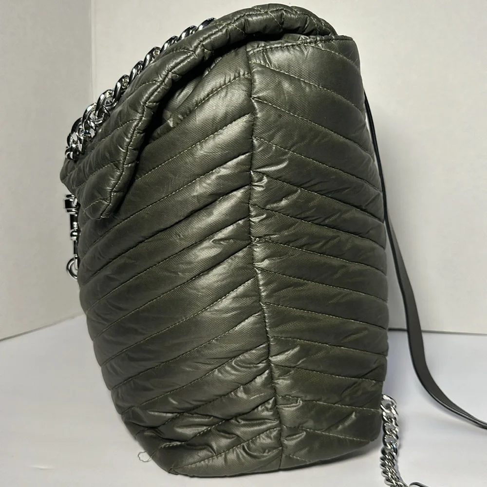 Rebecca Minkoff Edie Quilted Leather Backpack - Seaweed Green - Chain Detail